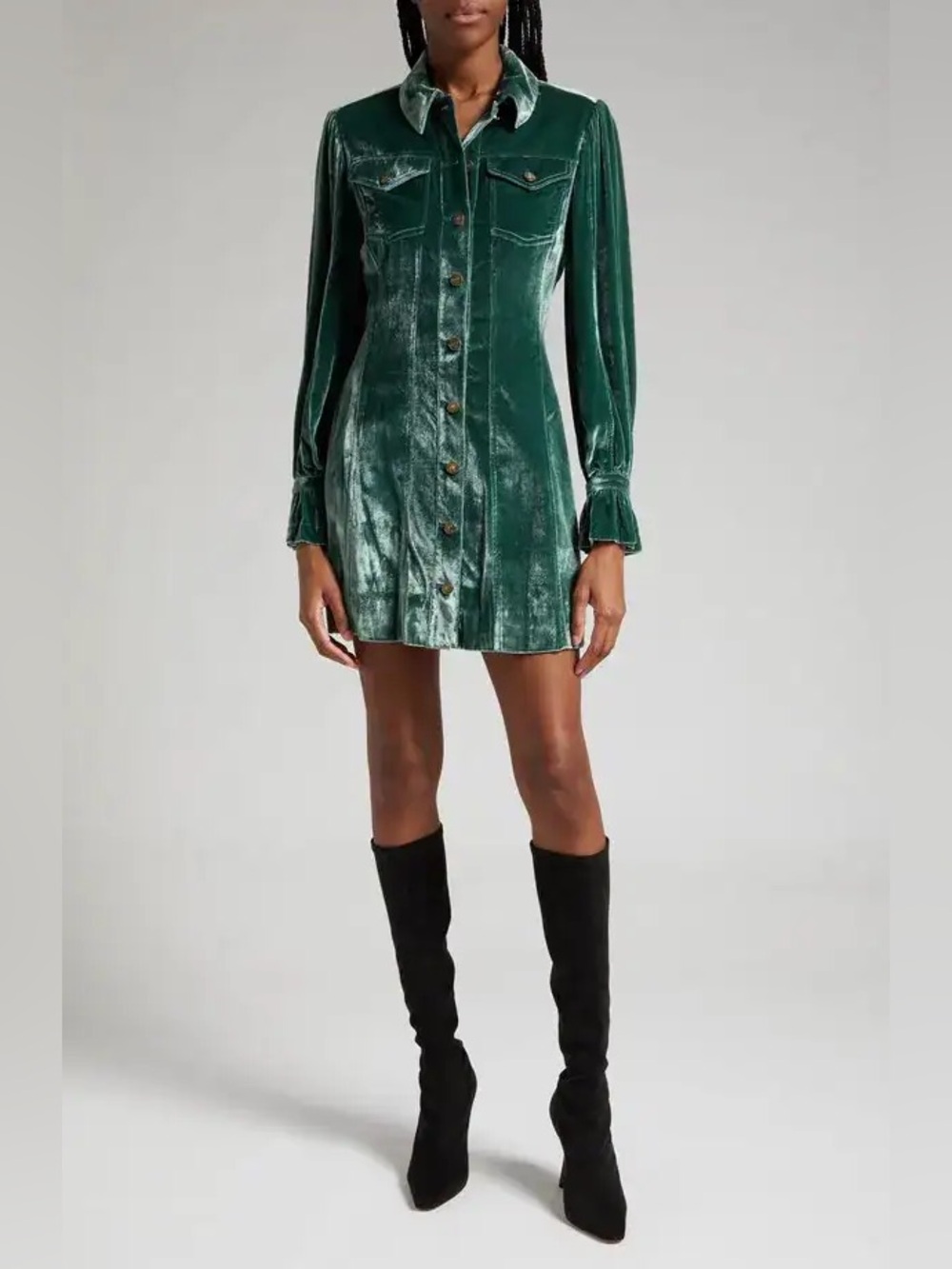 Cinq à Sept Dillon Velvet Silk-Blend Shirtdress